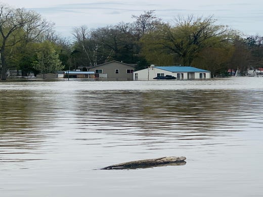 Properties along the Tittabawassee chain of rivers in Gladwin on Tuesday.