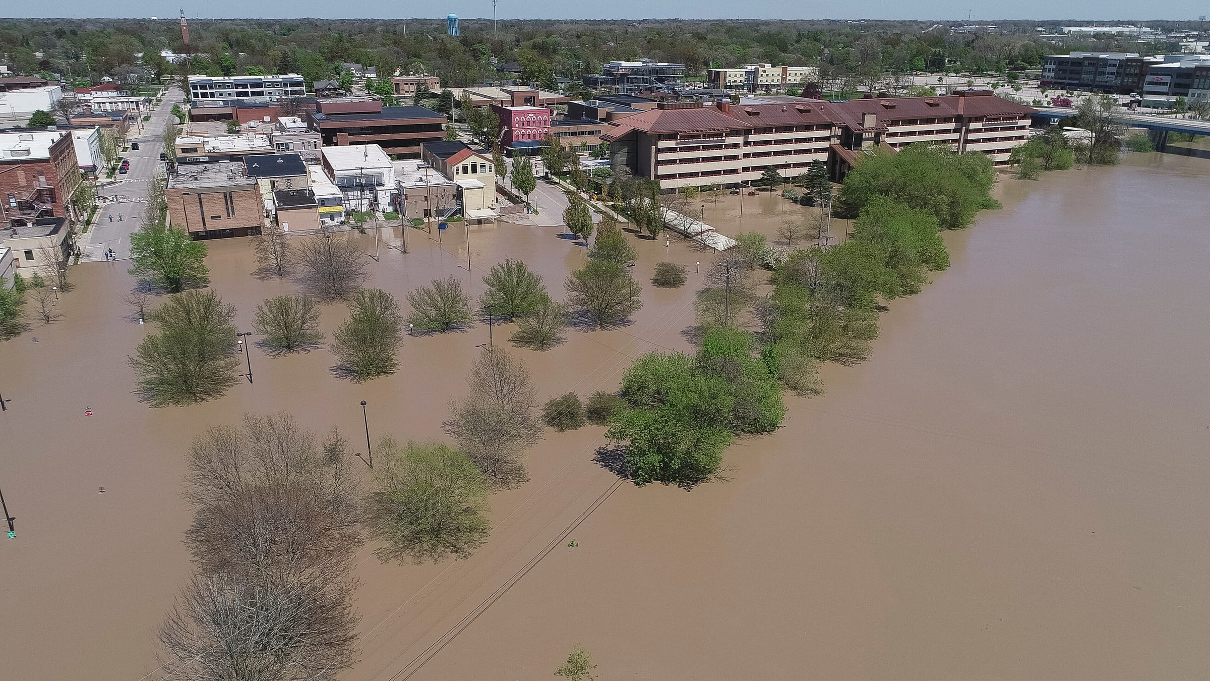 Downtown Midland, Mich., is flooded May 20.