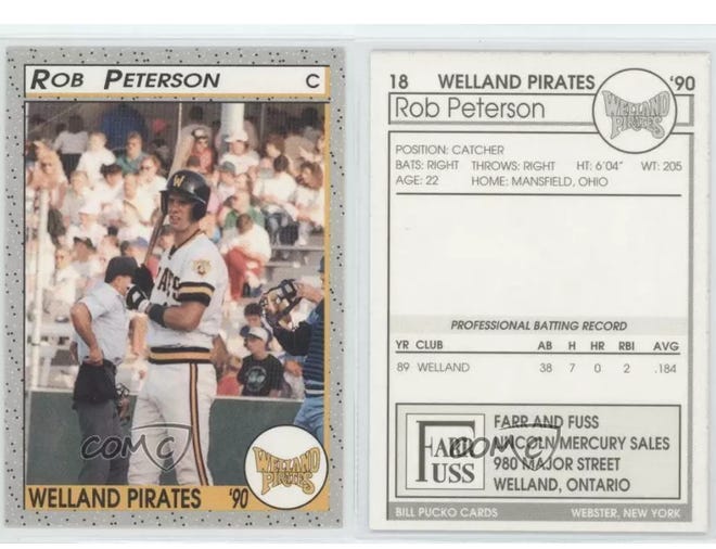 Madison Comprehensive High School superintendent Rob Peterson is one of very few people to have his very own baseball card as he spent the 1989 and 1990 seasons playing for the Welland Pirates.