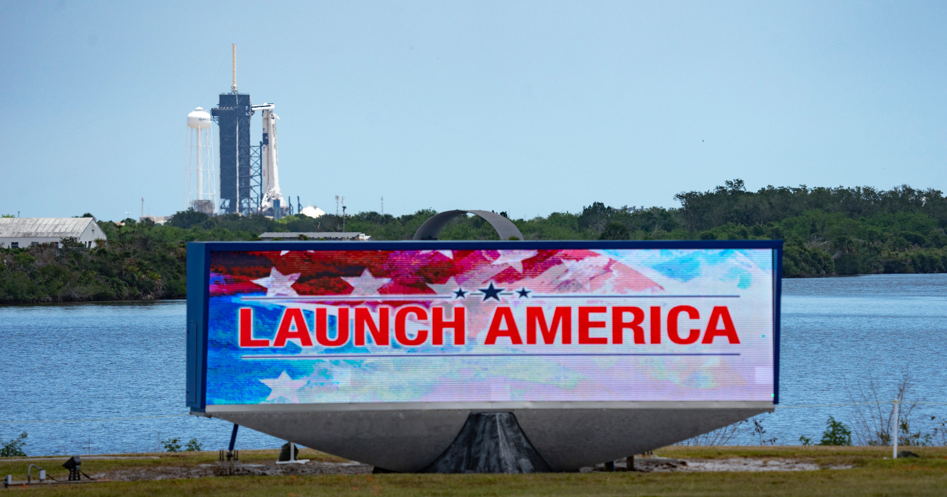 SpaceX vertical at Kennedy Space Center ahead of launch with astronauts