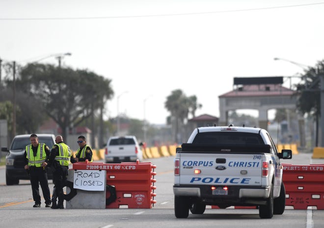 Entrances at Naval Air Station Corpus Christi in Texas are closed in response to an active-shooter threat May 21.