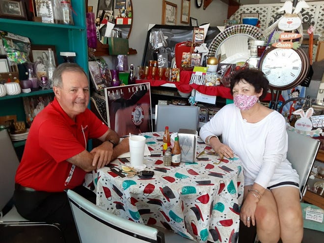 Stephen DeVille and Wanda Juneau at the Back in Time restaurant and gift shop, across from the St. Landry Parish Courthouse on West Landry Street