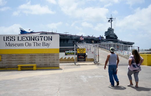 The USS Lexington and the Texas State Aquarium reopen, Friday, May 22, 2020. Both locations closed because of coronavirus in mid-March. 