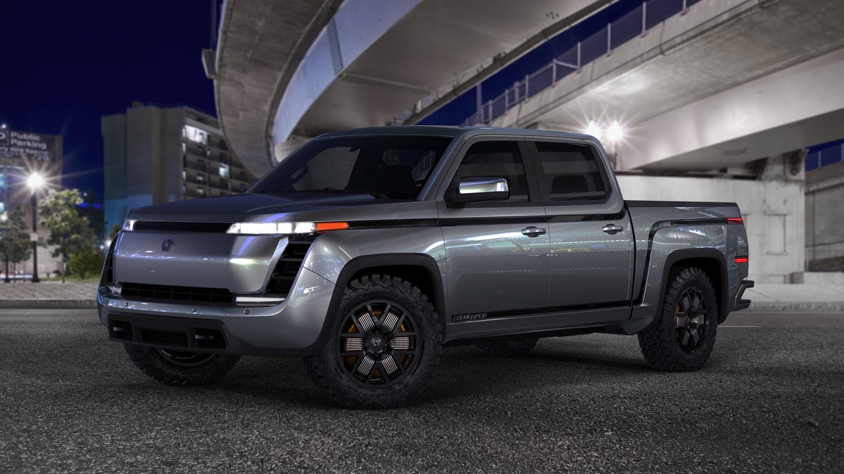 One of the first rendering photos of the 2021 all-electric Endurance pickup from Lordstown Motors.