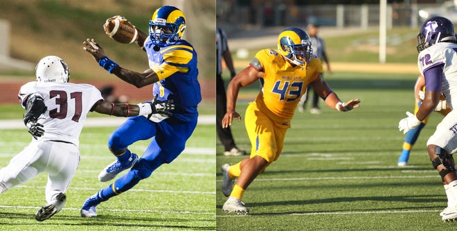 Quarterback Kyle Washington (left) and Markus Jones have been named co-MVPs of the Angelo State All-Decade Football Team.