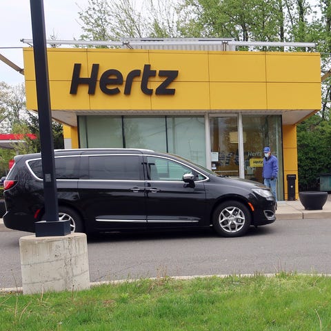 A Hertz Car Rental is closed during he coronavirus