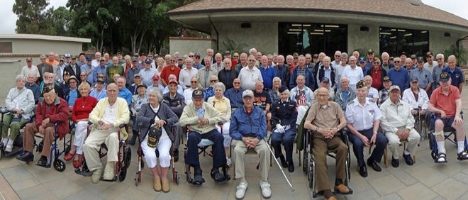 Jerry Spector, an Air Force veteran, took this photograph on June 7, 2017 of 104 veterans, all residents of Camarillo’s Leisure village.