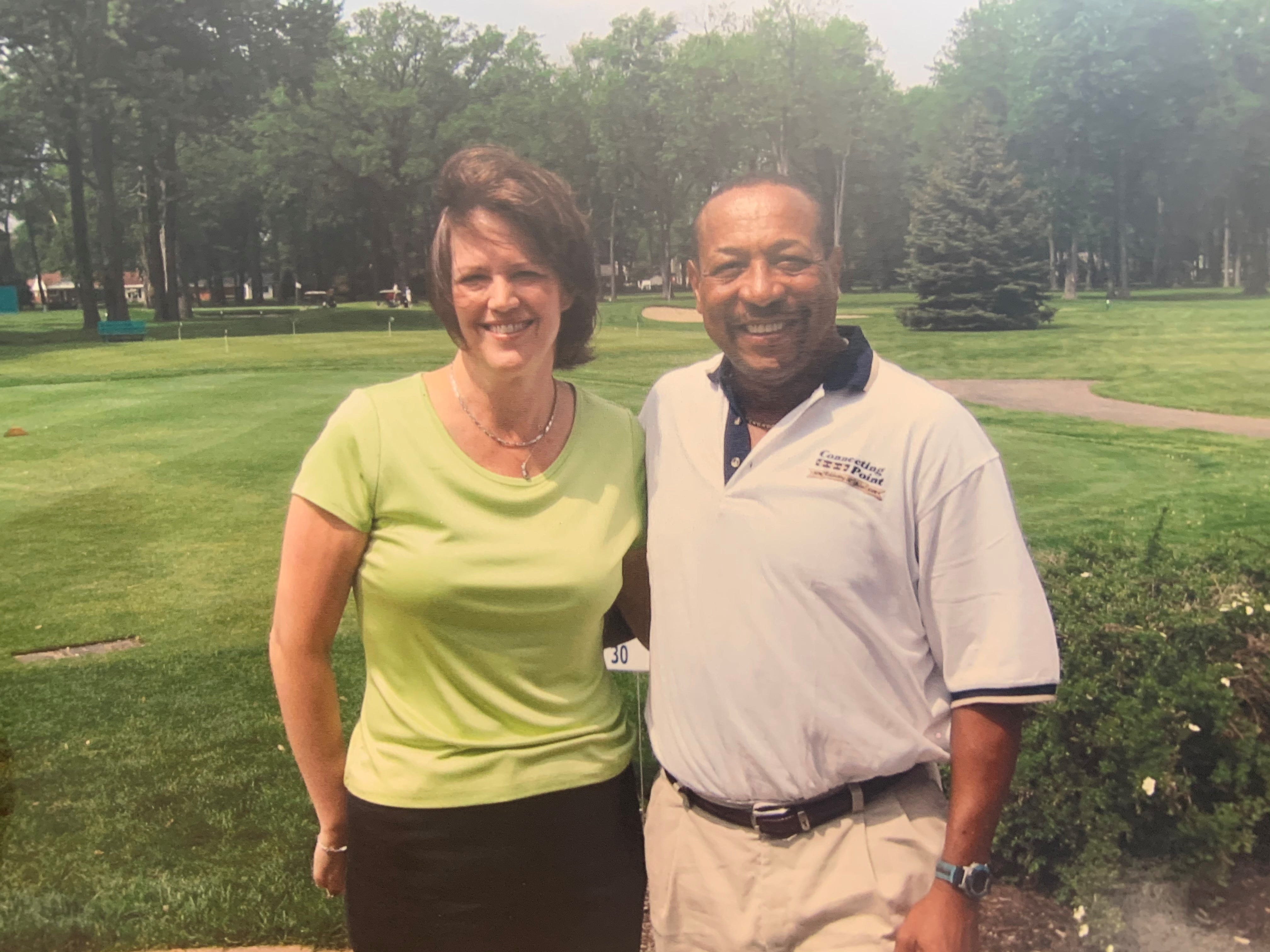 USA TODAY Sports columnist Christine Brennan and former Toledo quarterback Chuck Ealey. Ealey