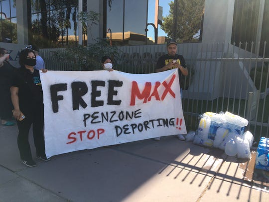 Protesters gathered at the Phoenix office of Immigration and Customs Enforcement to call for the release of Maxima Guerrero on June 1, 2020.