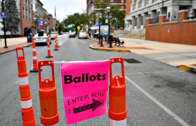 Mail-in ballots are dropped off at the York County Administration Center on East Market Street in York City, Tuesday, June 2, 2020. Dawn J. Sagert photo