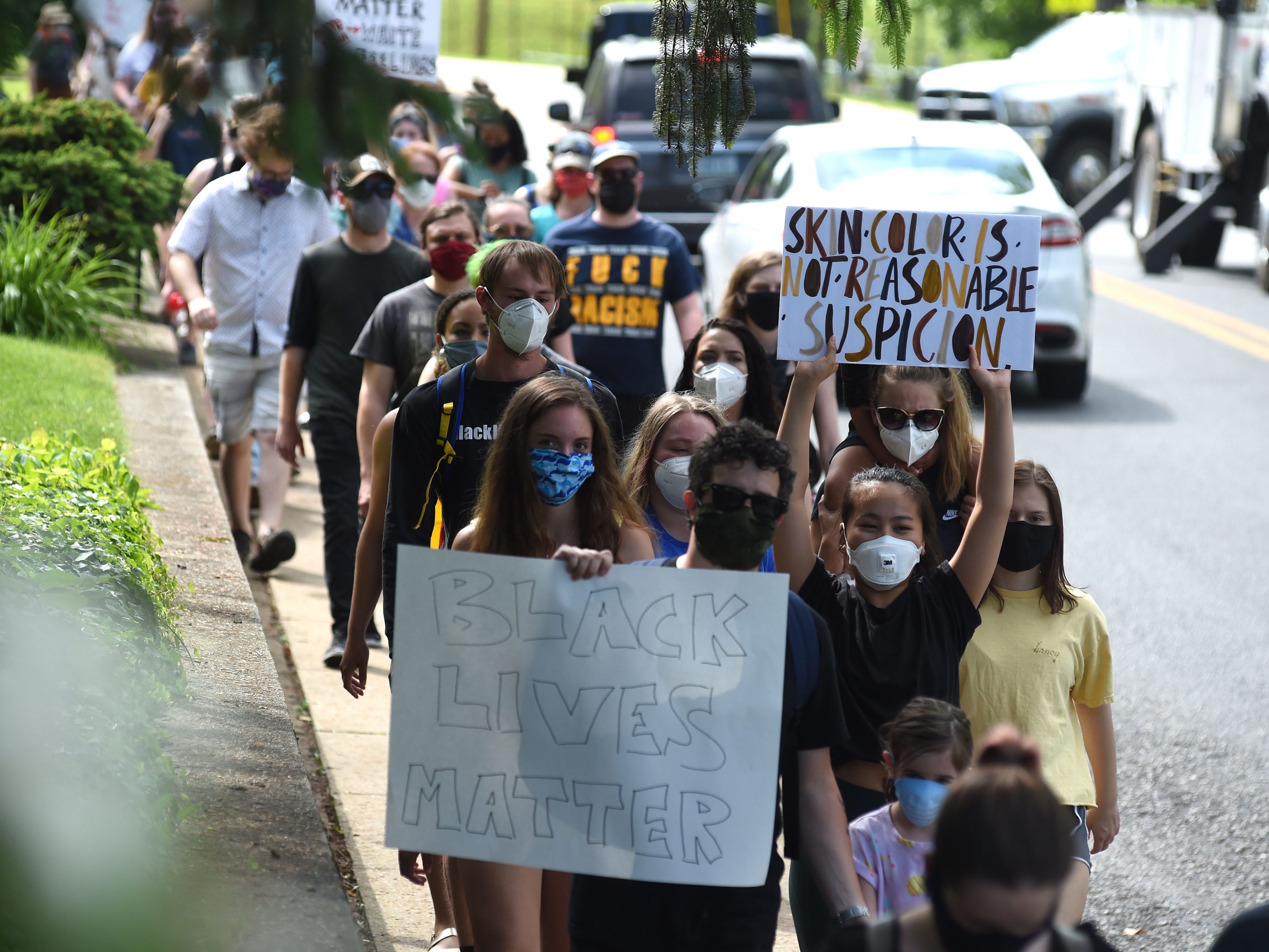 Protesters held a silent march Tuesday, June 2, in downtown Staunton to bring attention to racial injustice and the death of George Floyd.