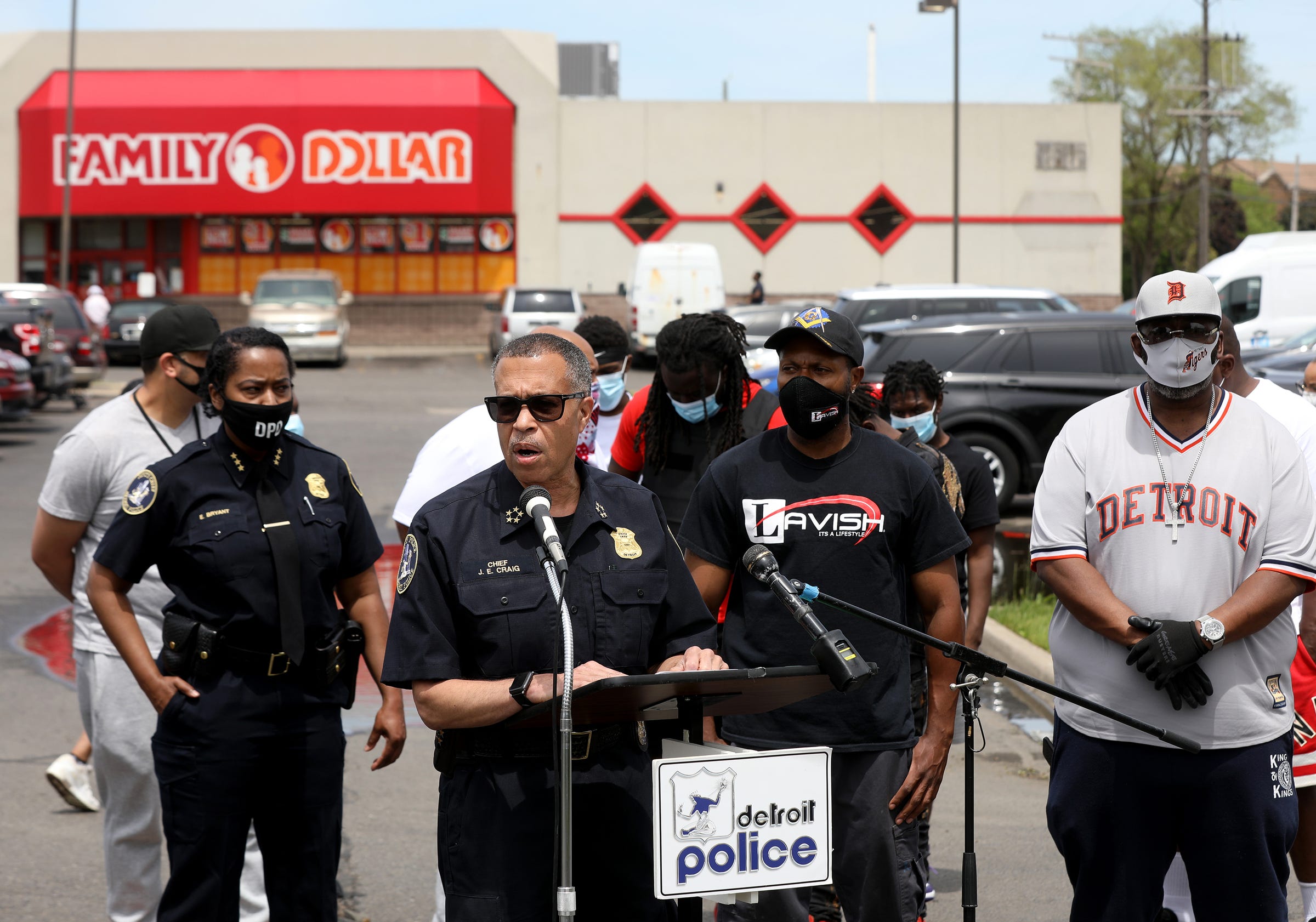 Detroit Police Chief James Craig held a press conference in the parking lot of Family Dollar on Gratiot Avenue and Connor in Detroit on June 3, 2020, about the previous day's protest and march that stopped here. Craig said that of the 127 arrested, 47 were from Detroit, six were from out of state (Maryland, California, Washington DC, three from New York) and the remaining from the suburbs or the Metro Detroit area.