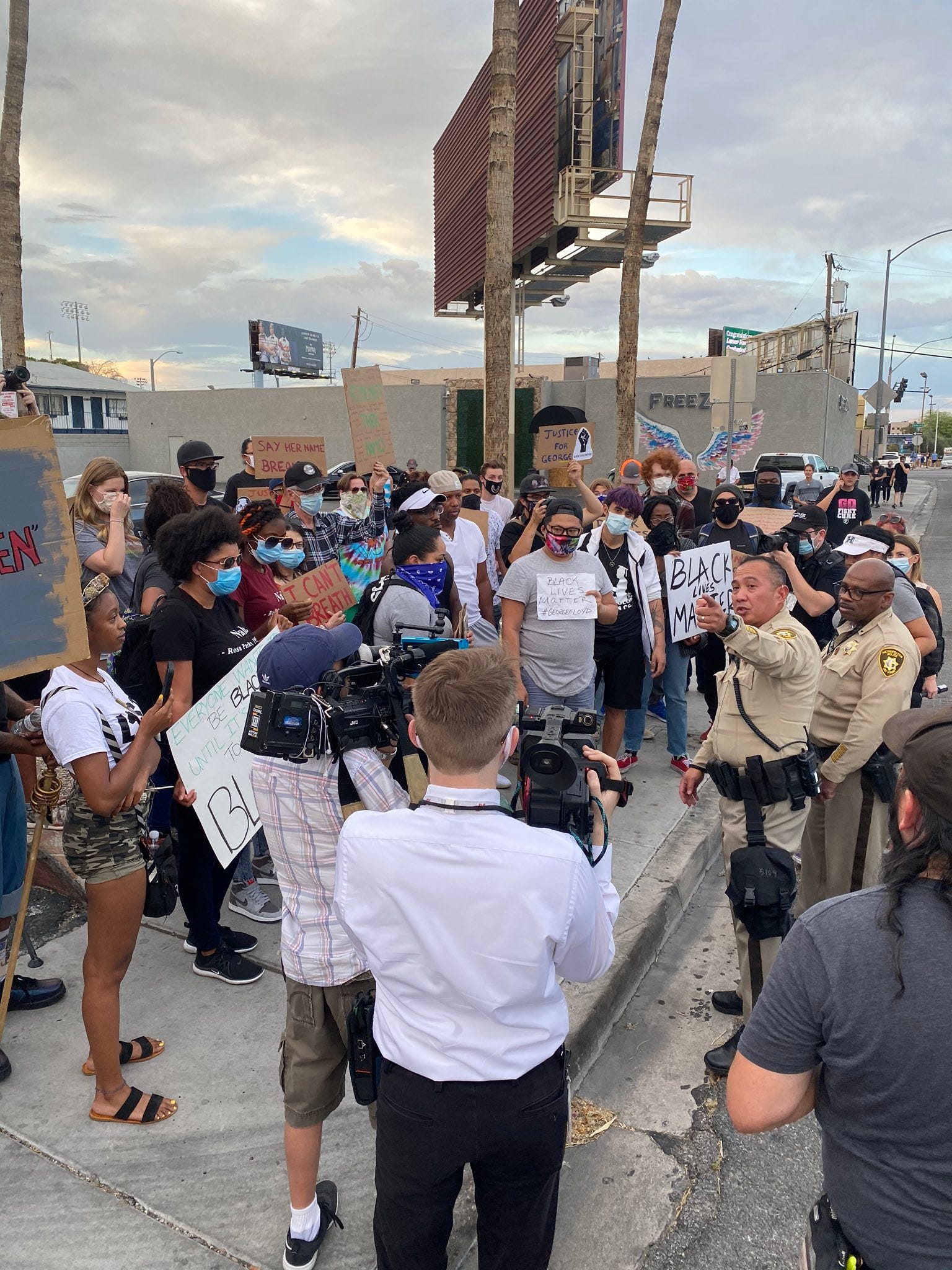 Las Vegas protest Tuesday at FreeZone with Black Lives Matter peaceful