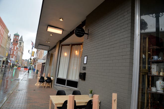 Downtown Staunton closed off Beverley Street in order to provide outdoor dining options, but the weather had other plans Friday, June 5, 2020.