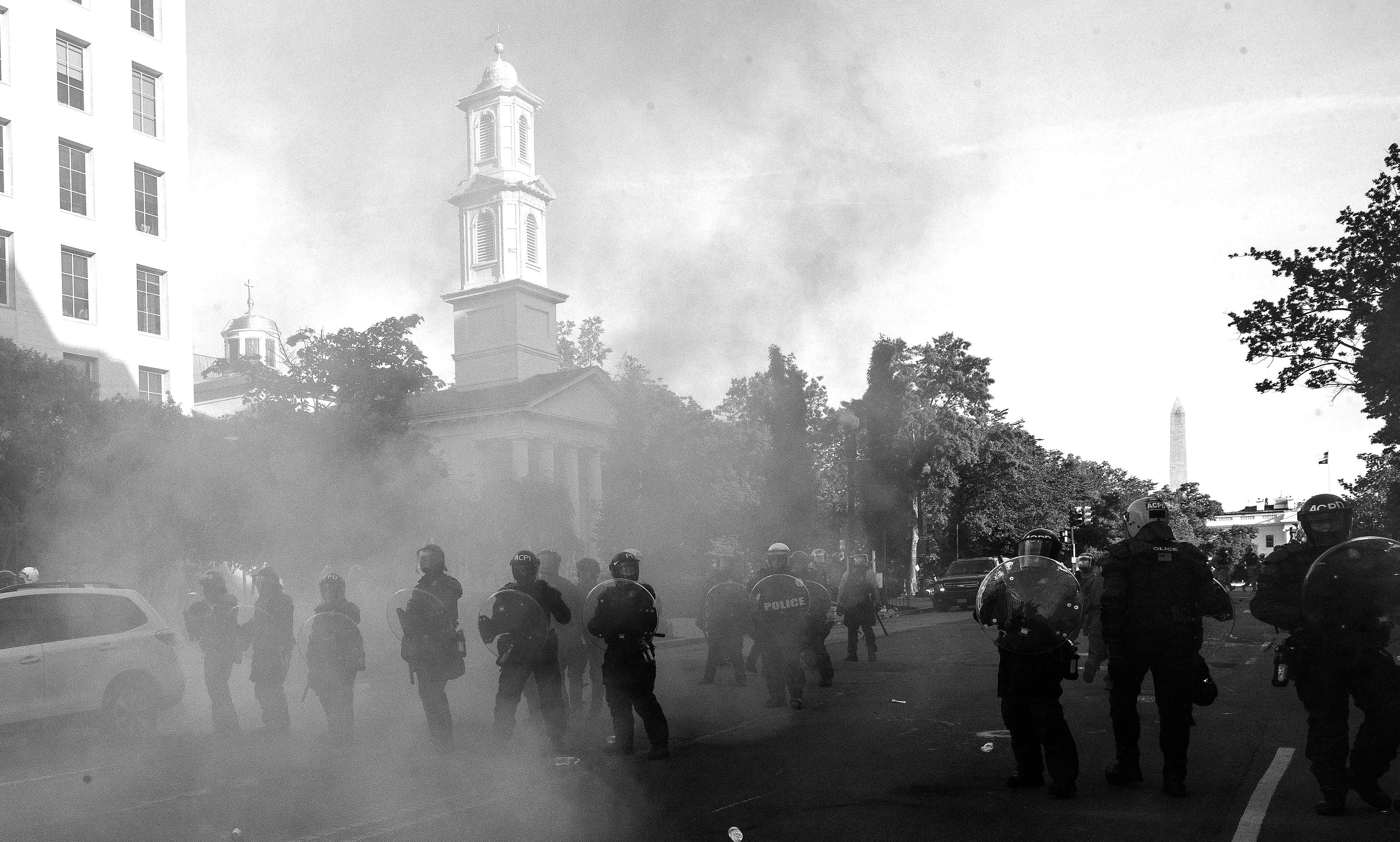 Demonstrators set fire to the basement nursery of St. John’s Episcopal Church in Washington, D.C., on May 31, 2020.