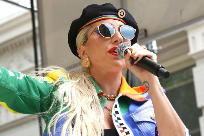 Lady Gaga performing at a Pride celebration in New York last June. The singer's 'Chromatica' debuted at No. 1 on the Billboard 200 album chart Sunday.
