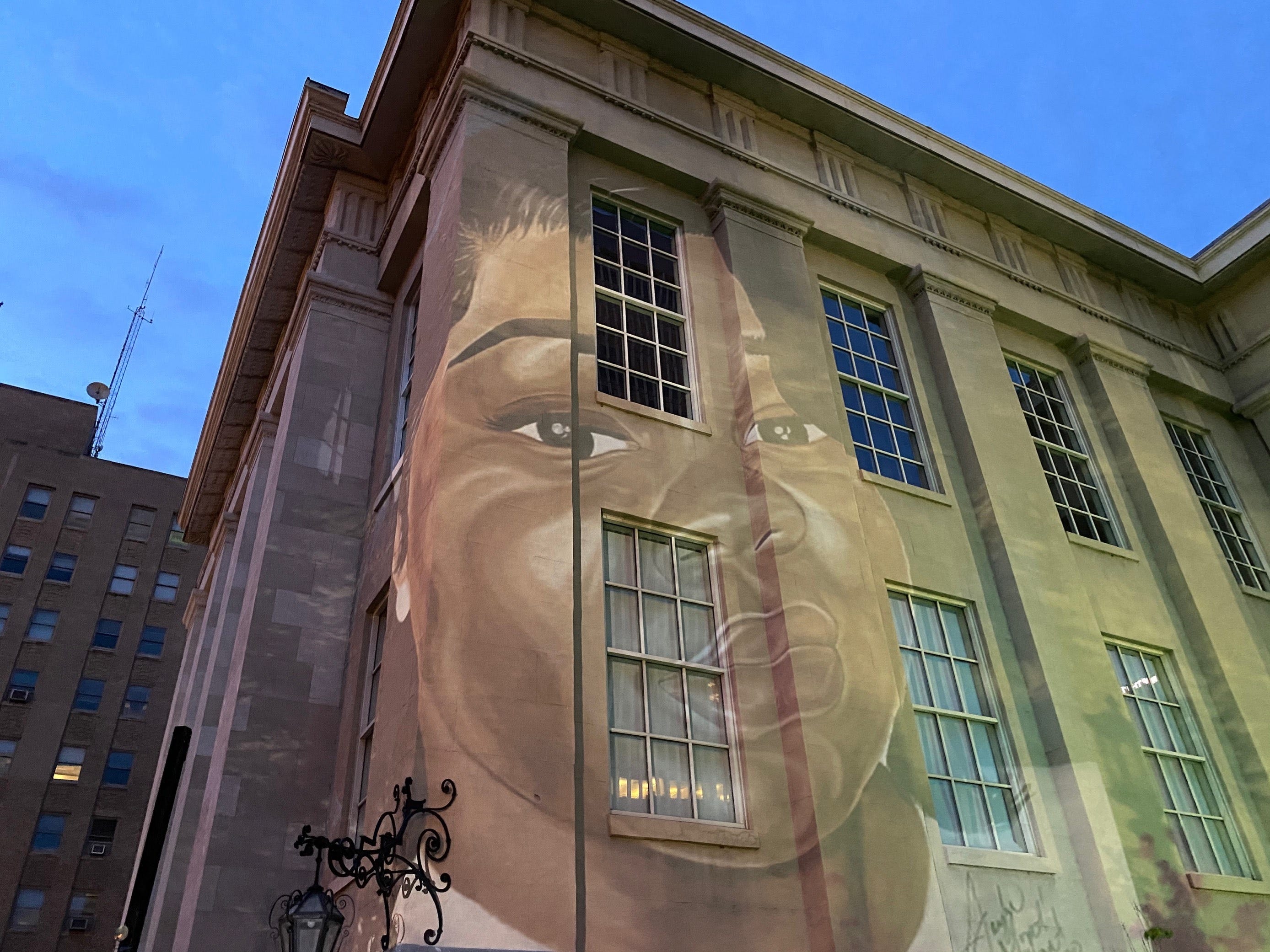 A mural of Breonna Taylor displayed on Metro Hall the evening of Friday, June 5.