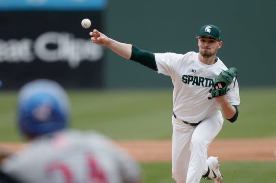 Michigan State pitcher Mason Erla compiled a 1.04 ERA in four starts before this season was shut down because of the COVID-19 pandemic.