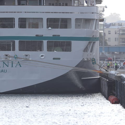 The Artania, seen here March 27 just before it was