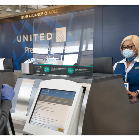 United Airlines passengers flying during the coron