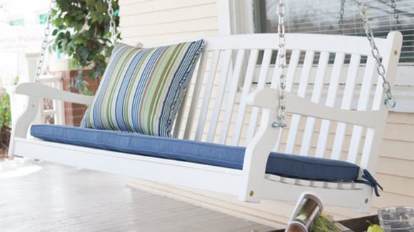 Swing life away in this porch bench.