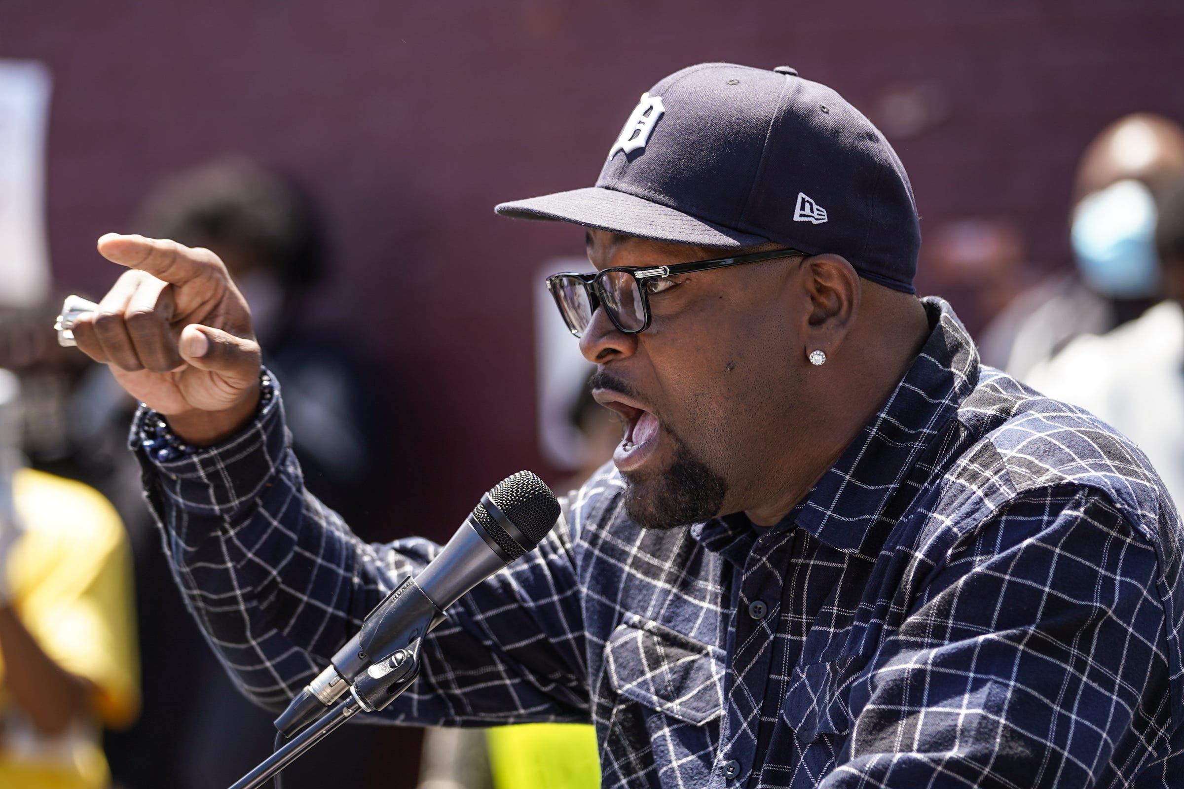 Trick Trick speaks during a rally put on by Detroit Council President Pro Tem Mary Sheffield on Monday, June 1, 2020 at the Detroit Association of Black Organizations in Detroit. Speakers ranged from iconic Detroiters, activists and community leadersthat spoke on  calls for justice and to direct the pain and protest towards progress and away from destruction. 