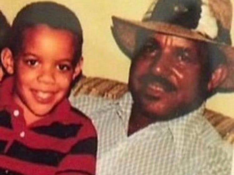 USA TODAY NFL columnist Mike Jones and his grandfather, Chester Jones, in 1988.