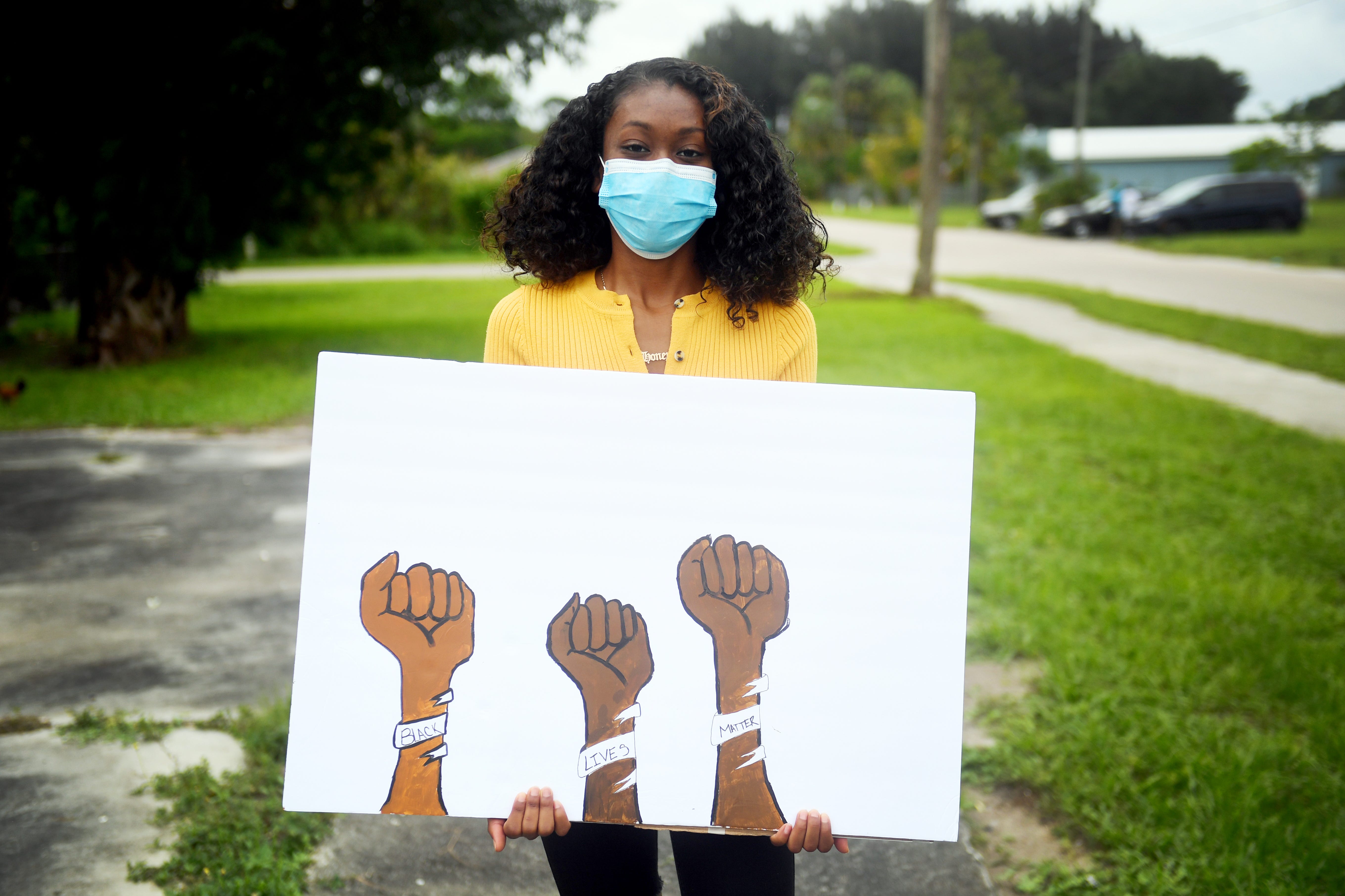 "For 400 years, black people in this country have been severely marginalized, brutalized and pushed aside," said Deyani Norman, 19, of Palm City, during a Black Lives Matters march Sunday, June 7, 2020, in Booker Park. "It is extremely important to me as a young, black woman living in this country that my voice is heard. I have value, I have worth and I will not be silent."