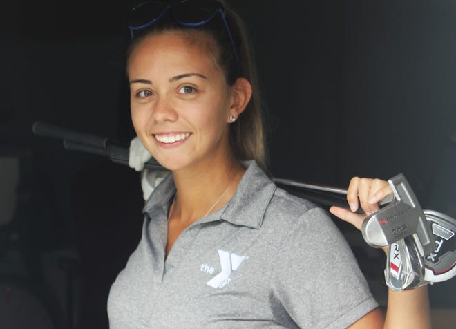 Morgan Joseph wears many hats for the Y, including this promotional photo for the most recent golf tournament fundraiser. 