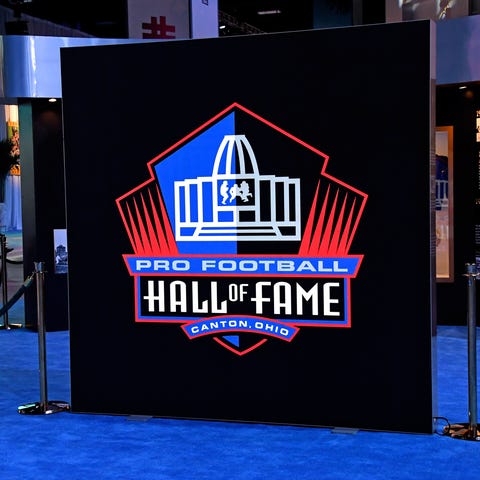 A detail shot the Pro Football Hall of Fame sign.