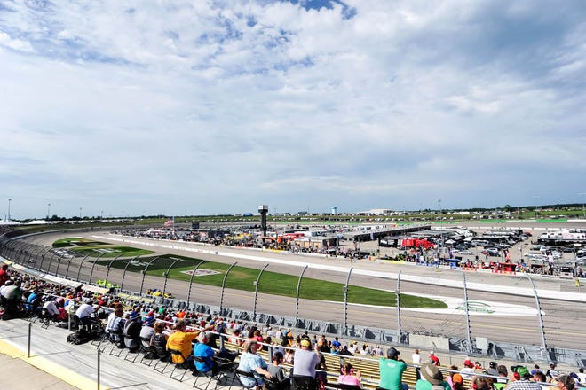 A general view during the Iowa Corn 300 at Iowa Speedway. Mandatory Credit: Jeffrey Becker-USA TODAY Sports