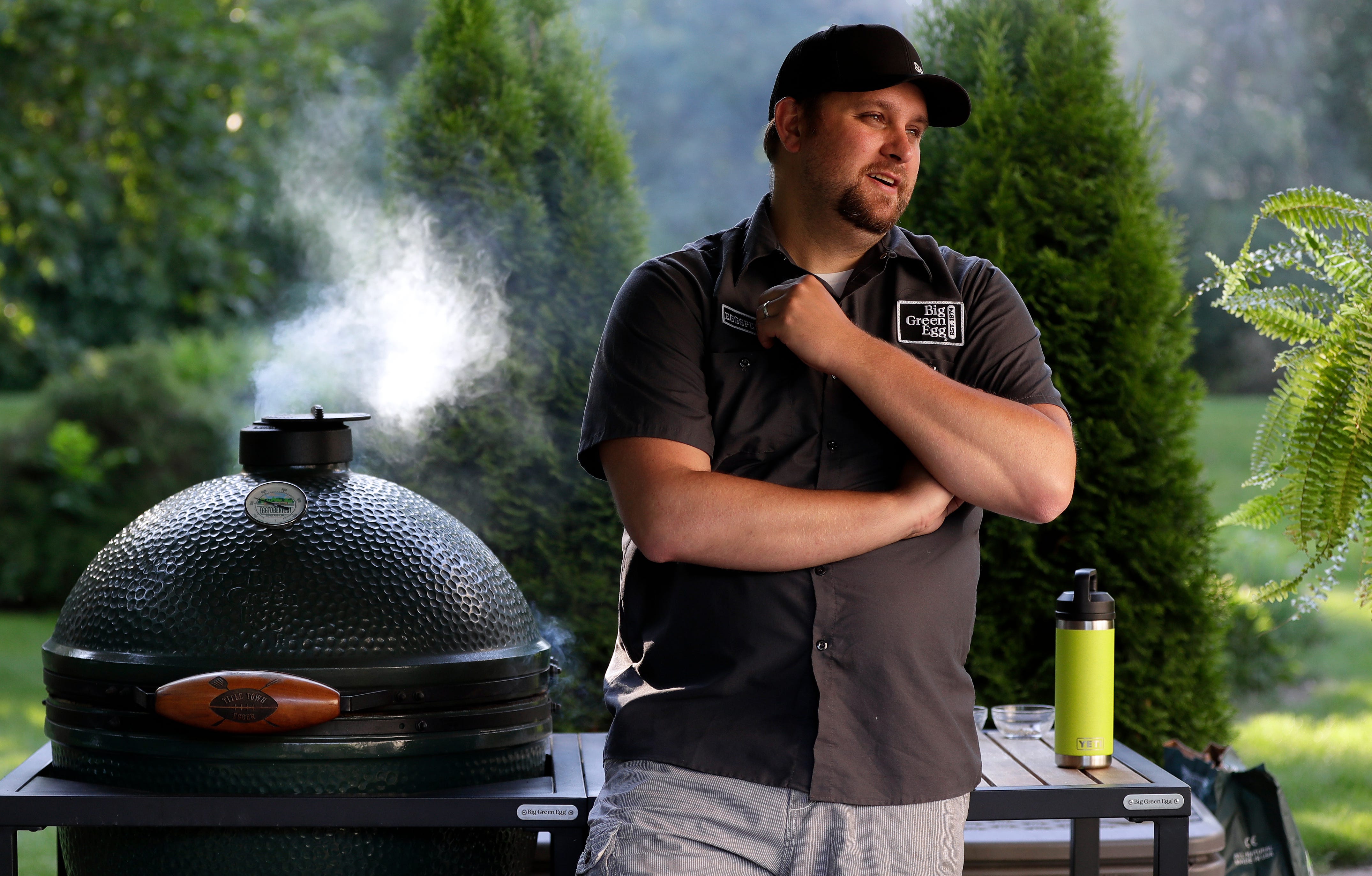 "It's always been my therapy. With my schedule it's nice to have a place to go back and relax," said Chris Schemm of his grilling hobby.