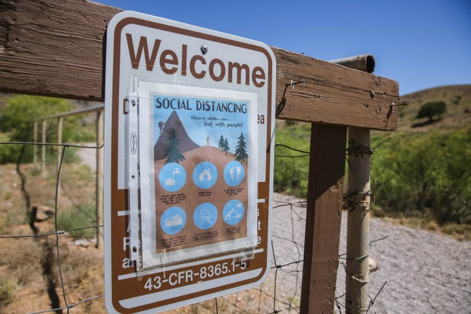 Hiking trails are open for day use at Dripping Springs in Las Cruces on Friday, June 19, 2020, but signs encourage social distancing on trails.
