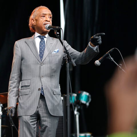 The Rev. Al Sharpton speaks during a Juneteenth ce
