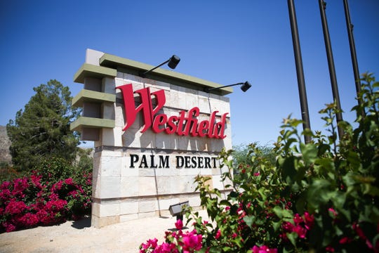 A sign for Westfield mall sits next to Highway 111 on Monday, June 22, 2020 in Palm Desert, Calif.