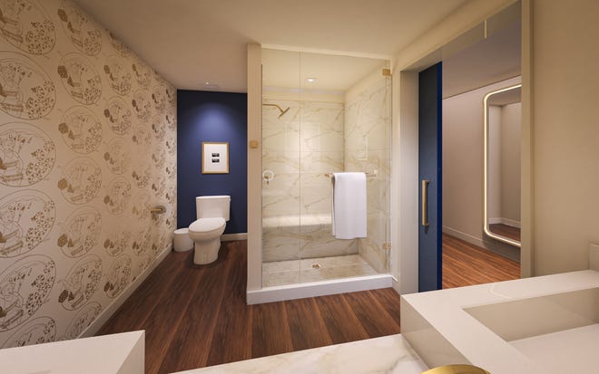 The bathroom of Circa's king room.