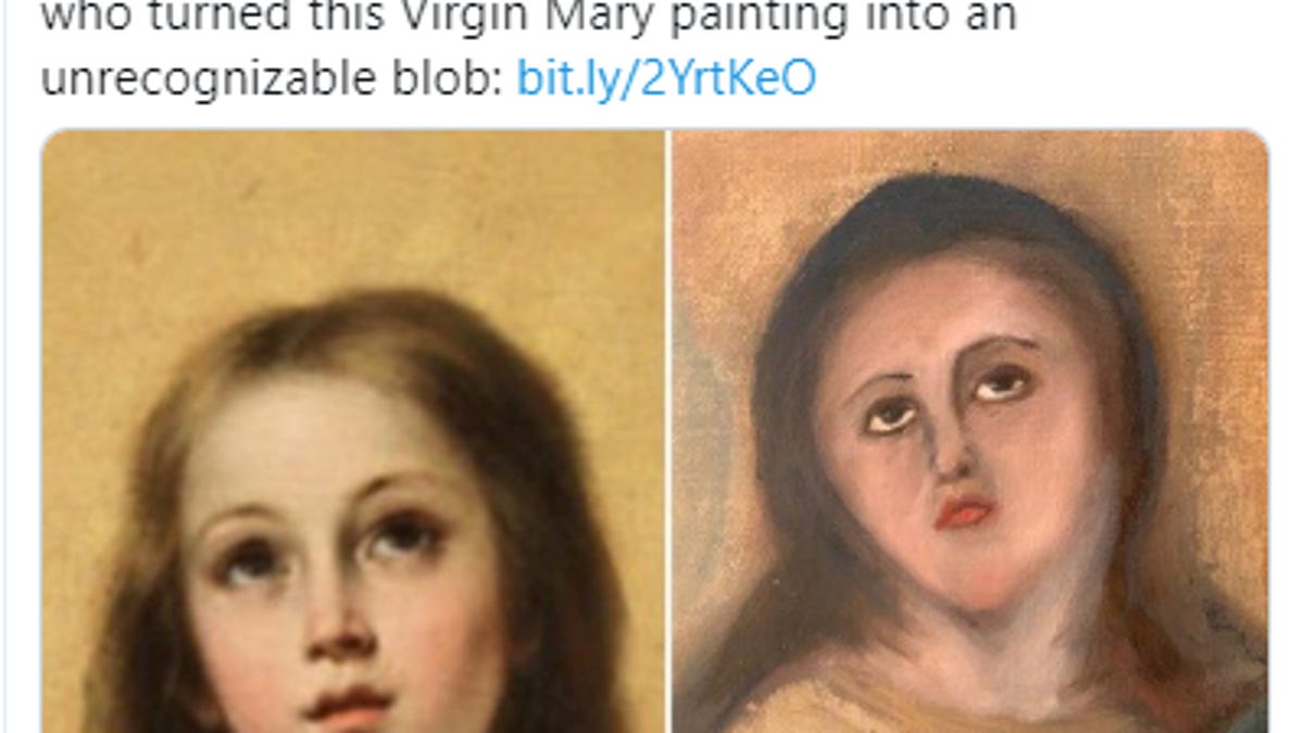 Immaculate Conception Painting Face Of Virgin Mary Botched In Spain