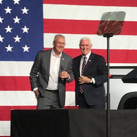 Lordstown Motors CEO Steve Burns stands with Vice 