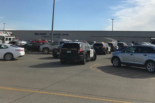 Heavy law enforcement presence from a shooting at the Red Bluff Walmart distribution center is shown in this June 27, 2020 picture.