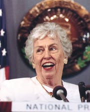 Martha Griffiths is shown in this undated file photo. Griffiths, a former congresswoman who used a feisty personal style and sheer determination to shepherd landmark equal rights legislation during her 10 terms in the House, died April 22, 2003. She was 91.