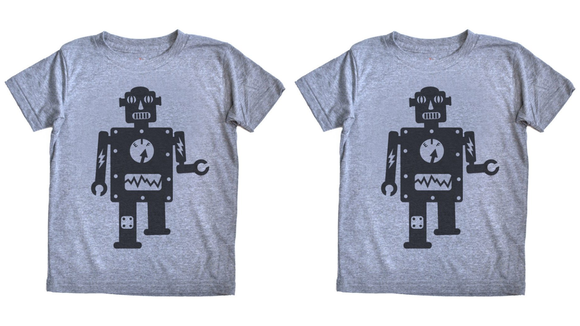 This simple gray tee pairs well with colorful bottoms.