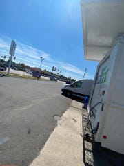 This photo tweeted by Derick Lancaster appears to show the Amazon delivery truck he says he abandoned at a Marathon gas station at 12 Mile and Southfield roads.