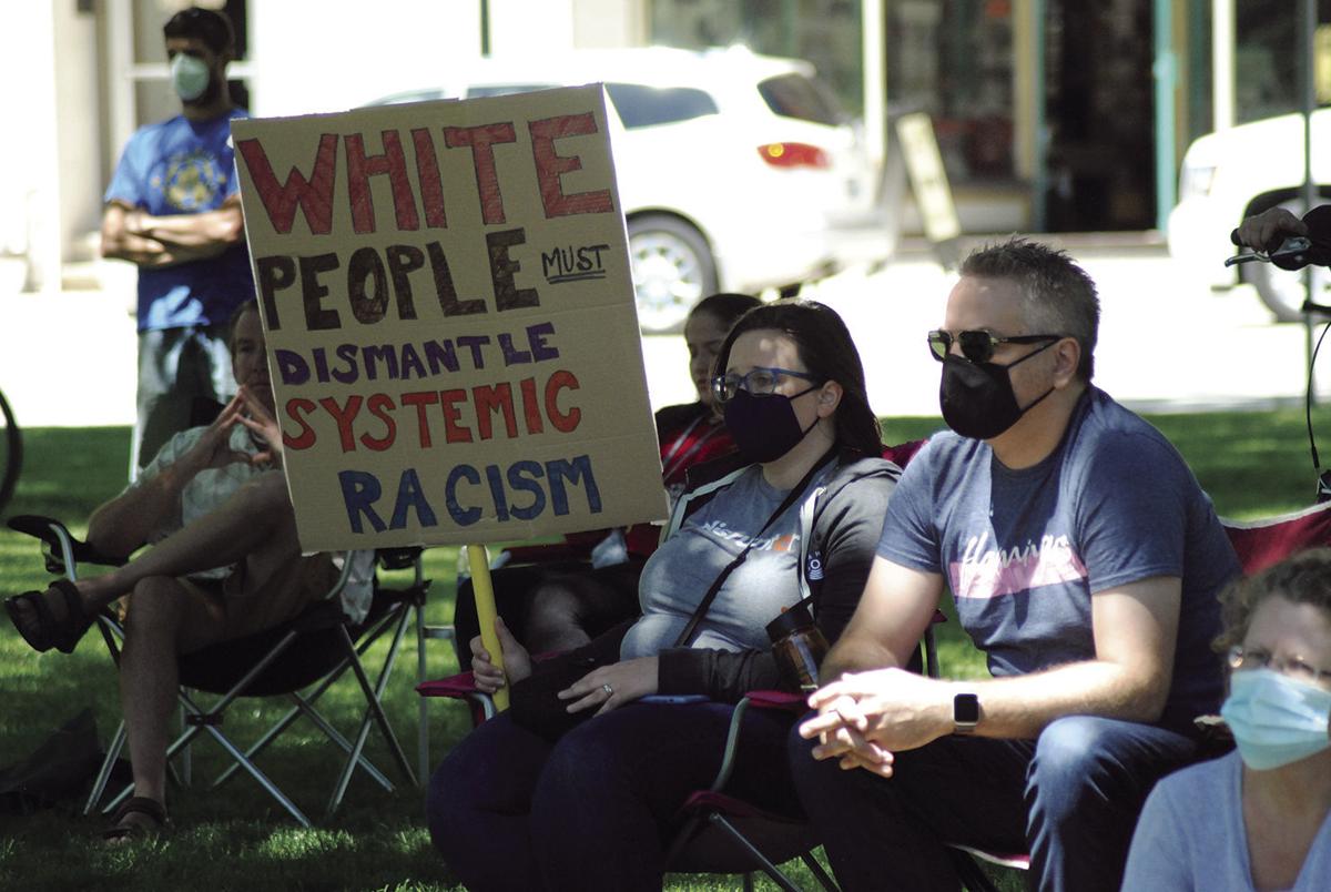 Protesters in Lake Mills on June 13.