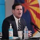 Gov. Doug Ducey updates reporters on COVID-19 during a news conference in Phoenix June 29, 2020. Gov. Ducey ordered the closing of bars, gyms, theaters, waterparks and tubing.
