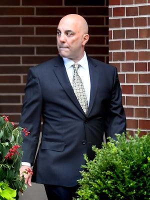 Bill Hynes leaves the York County Judicial Center after a pretrial conference Monday, June 29, 2020. He faces charges that include stalking, burglary, forgery and tampering with public records. Bill Kalina photo