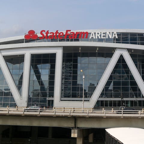 General view of State Farm Arena where a game betw