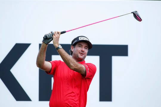 Bubba Watson hits his tee shot on the 10th hole Wednesday at the Detroit Golf Club.