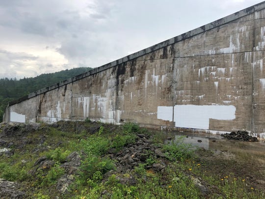 This photo shows a section of the Waterbury Dam at the Waterbury Reservoir where crews from the Agency of Natural Resourced painted over racist graffiti on Wednesday, July 1, 2020. The Vermont State Police is investigating the vandalism and asks that anyone with information call the Middlesex Barracks at 802-229-9191. 