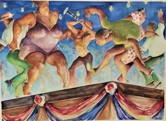 Fourth of July by Marina Brown, who has four shows this summer. She’s kicking the season off with a solo show at LeMoyne Arts titled “Color of Light: Retrospective and New Works.”