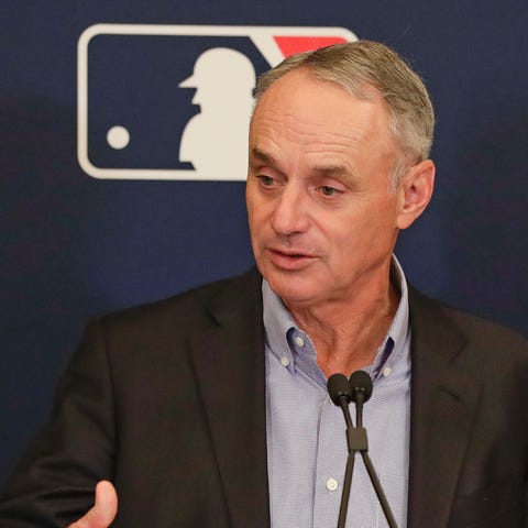 MLB commissioner Rob Manfred answers questions at 
